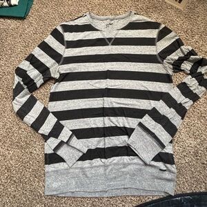 Gray and Black Striped Long Sleeve Shirt
